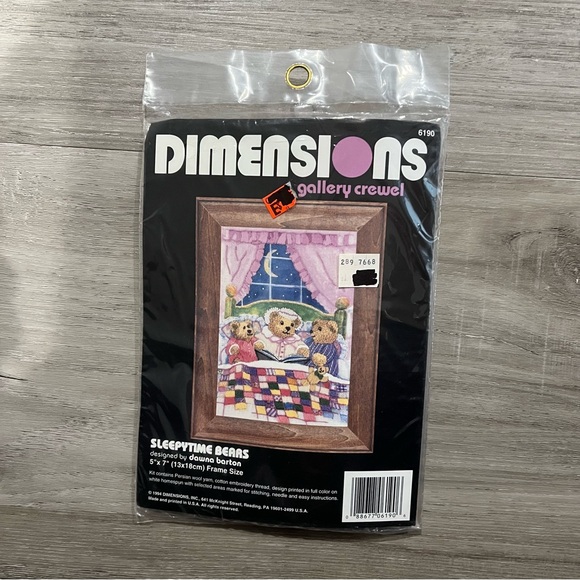 🐈OKC🐈 Vintage NWT Dimensions Gallery Crewel “Sleepytime Bears” Embroidery Kit - Picture 3 of 8